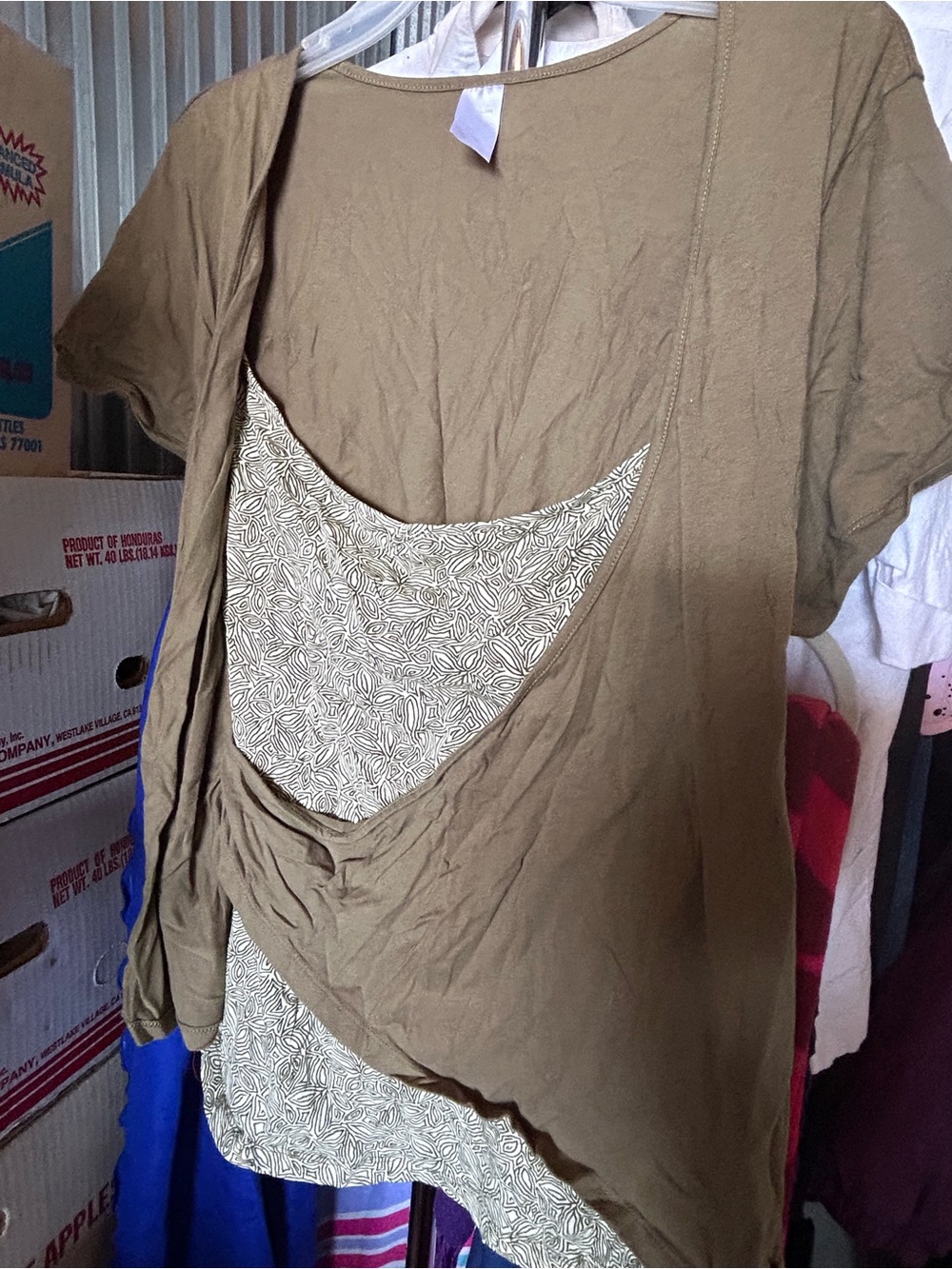 Women’s Vintage Tan and Cream Colored Wrap Around Style Top. Rarely Worn